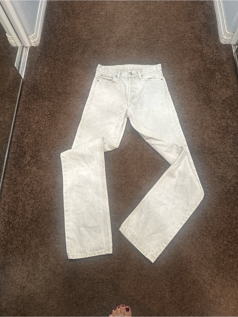 Calvin Klein Men's Washed Light Gray Straight Jeans